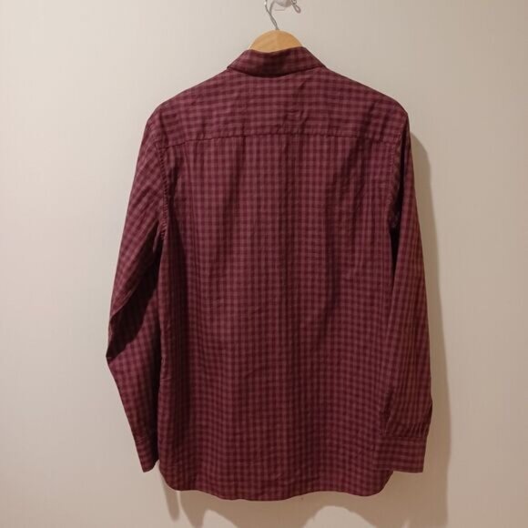 NWT JOHNSTON & MURPHY Button Down Shirt Burgundy Plaid Size M Work Business - Picture 6 of 8